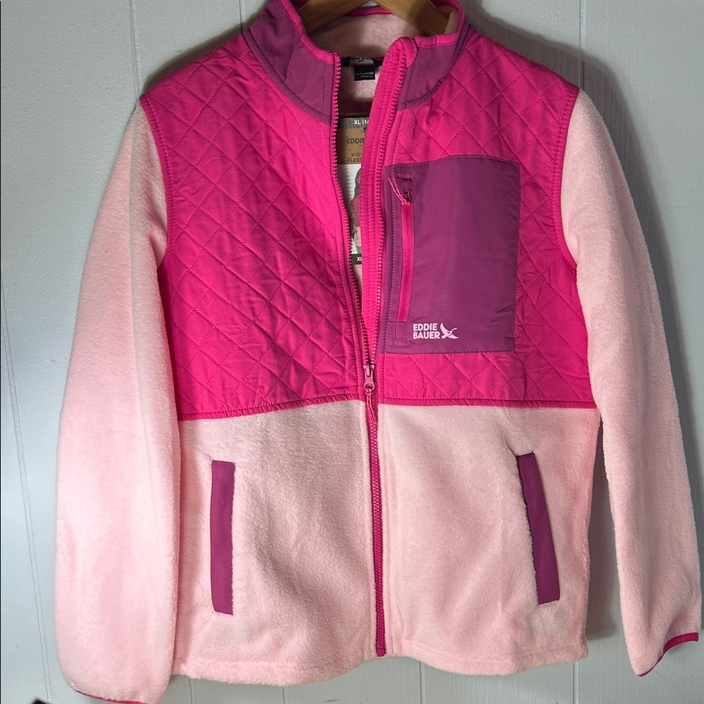 Eddie Bauer Two-Tone Pink Zip Front Fleece Jacket